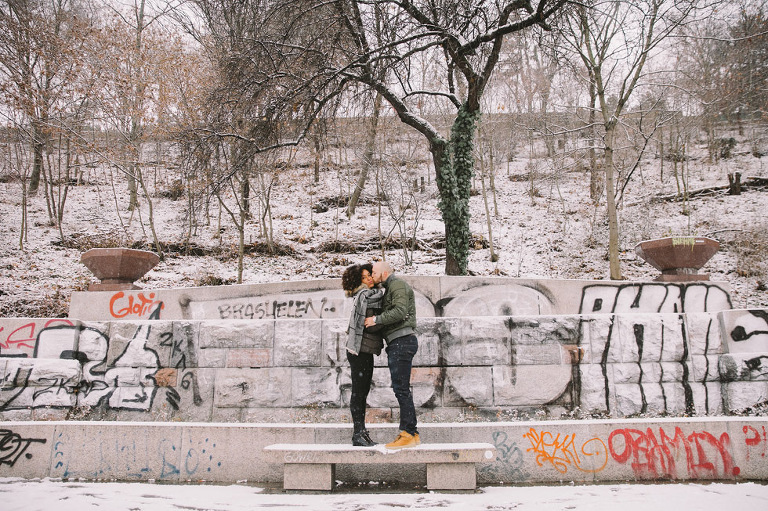 snowy surprise proposal prague
